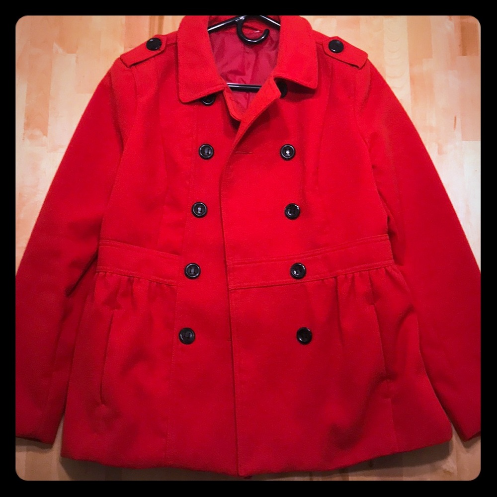Red pea coat ADORABLE!!